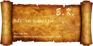 Büte Kamilla névjegykártya